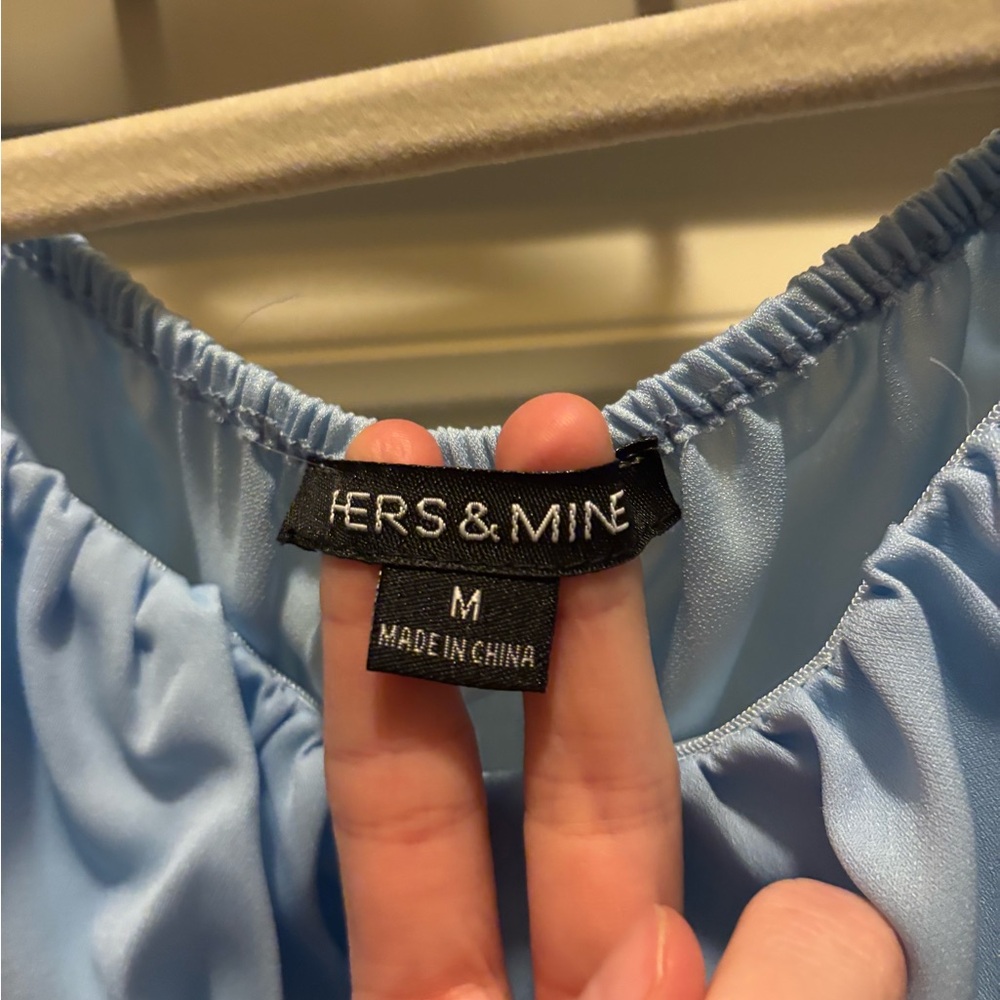 Light Blue Off-Shoulder Ruffle Top - Picture 3 of 5